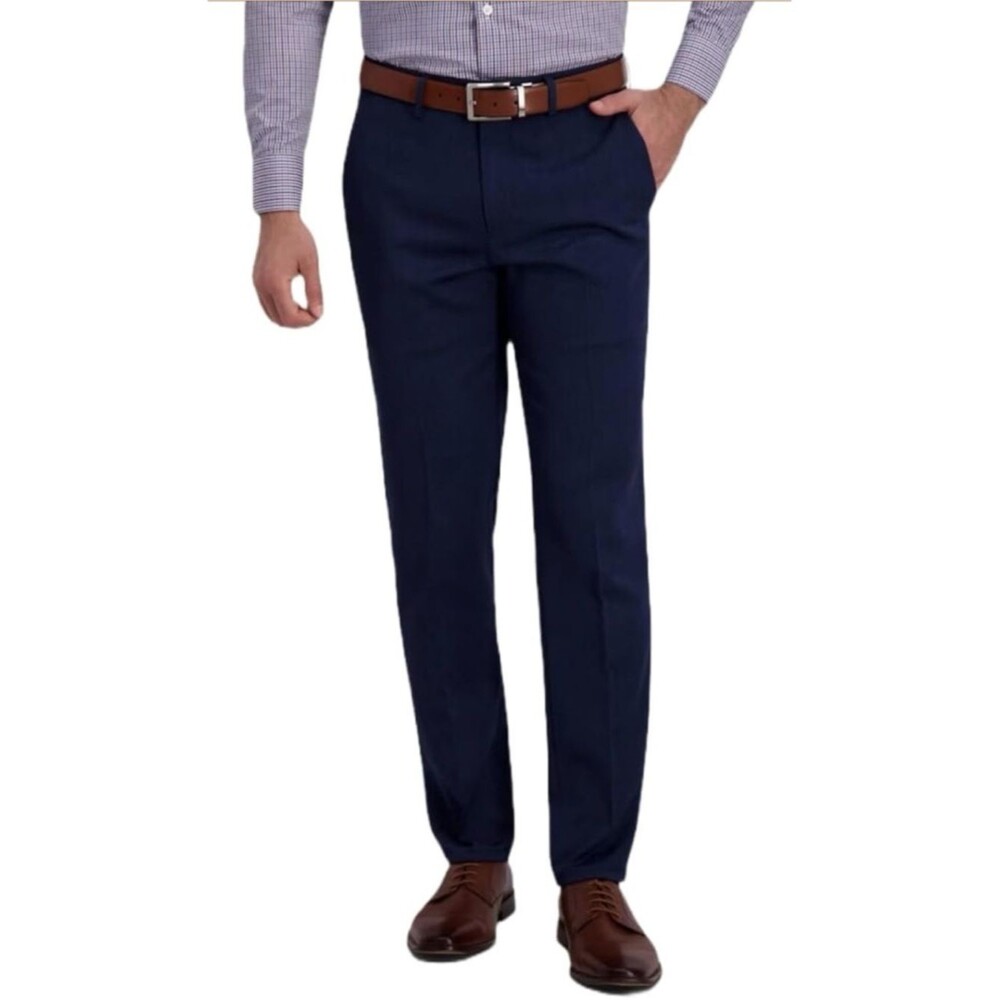 Haggar H26 Flex Series Men's Navy Dress Pants Tailored Fit Size 36W/34L